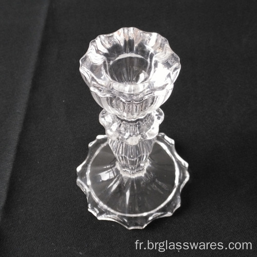 Petit bougeoir en verre pour ensemble de bougies coniques